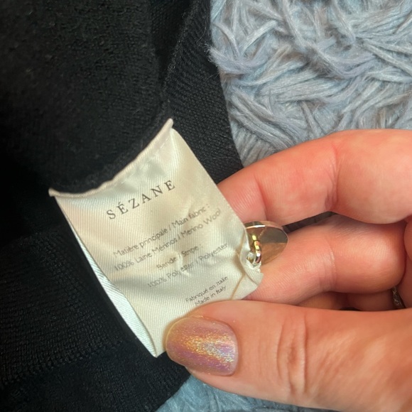 Sezane Black Jacob Jumper Merino Wool Sweater Size M - Picture 7 of 7